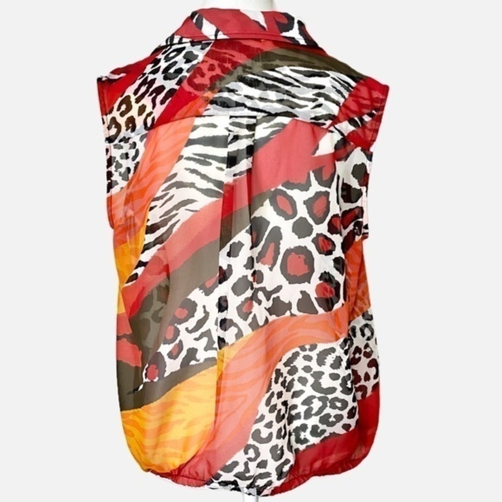 Chico’s Semi Sheer Multicolored Animal Print Tank Top - Picture 2 of 9